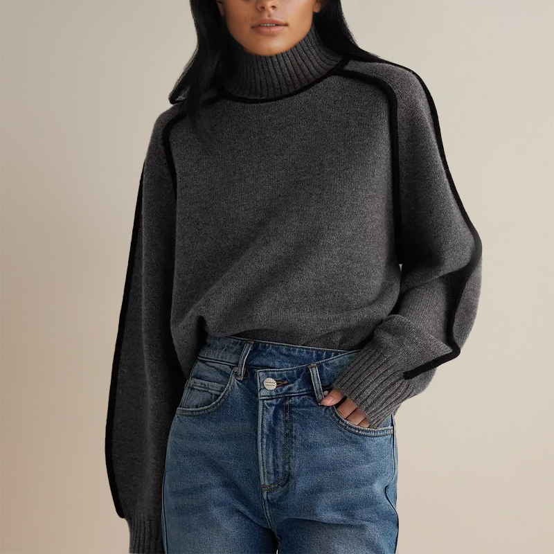 Mary™ I Pullover with roll neck lace-up collar